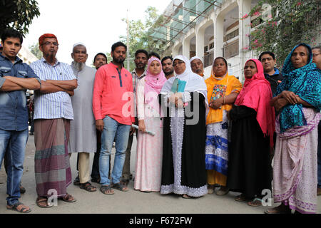 Narayangonj, Bangladesh. 13th Nov, 2015.  DHAKA, BANGLADESH 13th November:Relatives' victims gathered on the court premises said they expected police to seek time to interrogate Hossain in order to 'get to the bottom'' of the incident in Narayangonj on November 13, 2015.A Narayanganj court today sent Nur Hossain, who was brought back from India last night, to jail in connection with the sensational seven-murder case that took place in April last year.Hossain has been shown arrested in 11 cases, including last year's murders that triggered a massive public outrage. (Credit Image: © Z Stock Photo