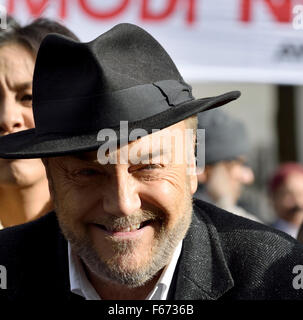 George Galloway, independent candidate for London Mayor 2016, joins protesters during Indian prime minister Modi's London visit Stock Photo
