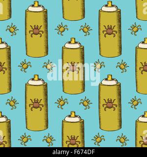 Sketch dezinfection pattern in vintage style, vector Stock Vector