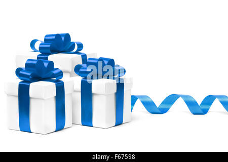 set of gift boxes with a tape Stock Photo