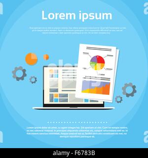 Laptop Computer Finance Chart Infographics Web Page Stock Vector