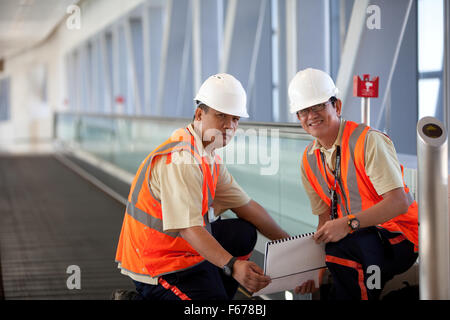 Engineering staff on Dubai Metro Stock Photo