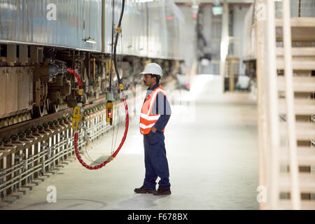 Engineering staff on Dubai Metro Stock Photo