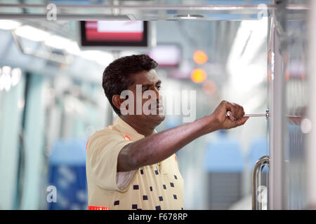 Engineering staff on Dubai Metro Stock Photo