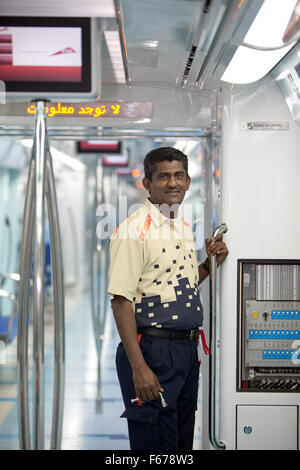 Engineering staff on Dubai Metro Stock Photo