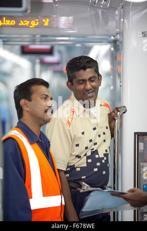 Engineering staff on Dubai Metro Stock Photo