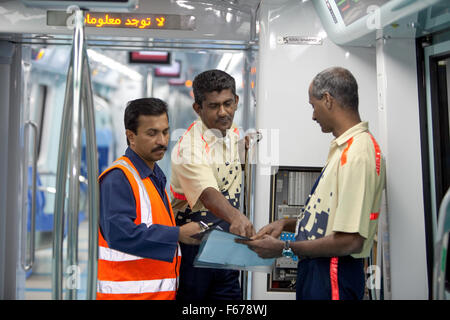 Engineering staff on Dubai Metro Stock Photo