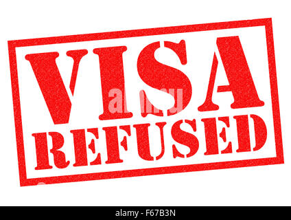 VISA REFUSED red rubber Stamp over a white background. Stock Photo