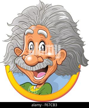 Fun Happy Head Vignette Of Albert Einstein Head Stock Vector