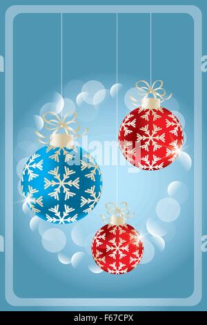 Christmas card with shimmering baubles, holidays illustration - available as vector-eps and jpg file Stock Vector