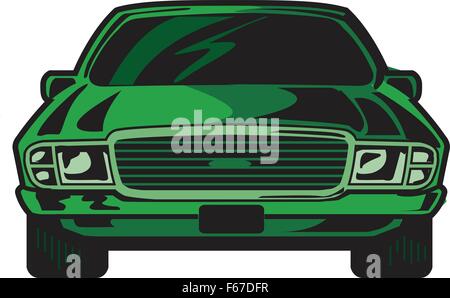 Cartoon Illustration Front View of Cool Sports Car Stock Vector
