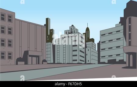 City Sky Scene Background for Superhero Comics and Animation Stock Vector Art & Illustration