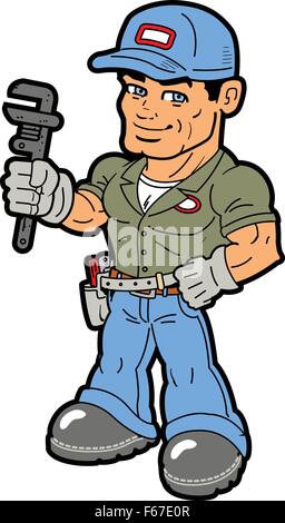 A cartoon handy man carpenter builder emoji emoticon Stock Photo ...