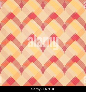 seamless pattern with checkered, plaid ornament over paper texture. vector retro background design Stock Vector