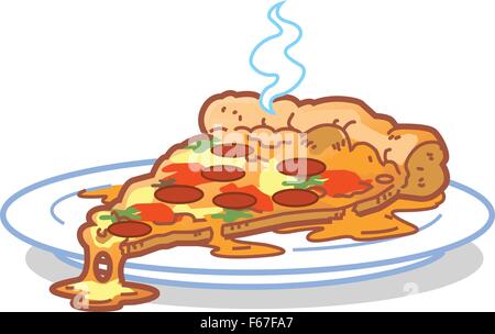 A Hot Slice Of Pizza on a Plate Stock Vector