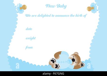 Birthday card for boy with cute bear - available as editable vector and jpg file Stock Vector