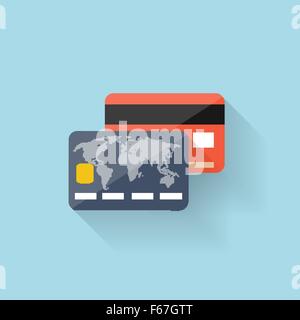 Flat web icon. Bank card. Stock Vector