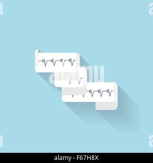 Flat web internet icon. Medical cardiogram. Stock Vector