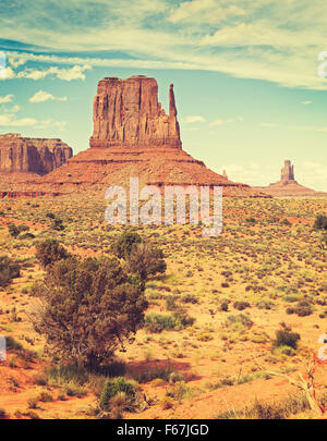 Retro old film style photo of Monument Valley, Utah, USA.
