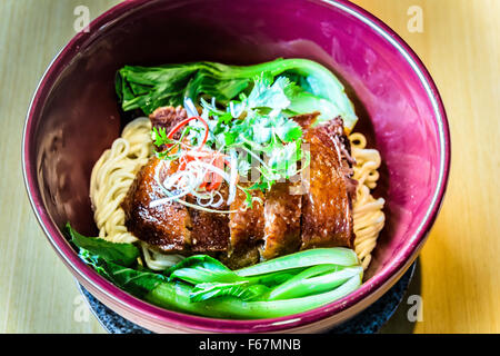 Roast chicken and noodles Chinese cuisine Stock Photo