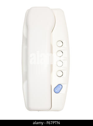 White intercom indoor security system isolated on white background and clipping path. Also known as interphone. Stock Photo
