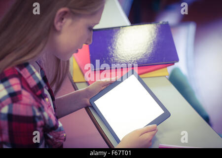 Blonde student using tablet during class Stock Photo