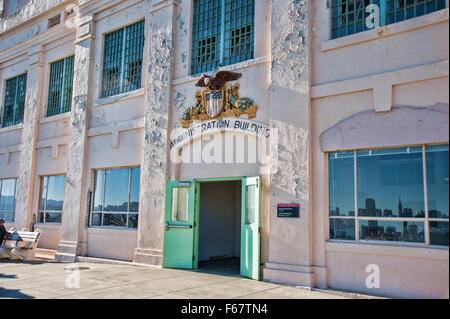 ALCATRAZ ISLAND, CA - NOV 6, 2015: Alcatraz Federal Penitentiary's Administration Building on Alcatraz Island located in the San Stock Photo