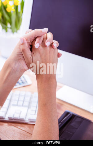 Close up view of womans hands Stock Photo