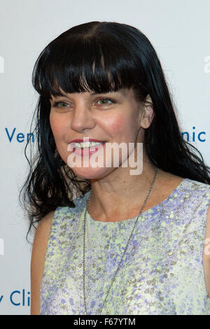 November 13, 2015 - NCIS star PAULEY PERRETTE, who plays lab technician Abby Sciuto in the hit US drama, was attacked outside her Hollywood home on Thursday night. The actress, who was hit in the face several times, told social media she thought she was going to die. In a lengthy post, she described the man as 'psychotic', adding, 'I am shaken and traumatised. I almost died tonight'. Police said a man was later arrested for aggravated battery. Pictured: March 9, 2015 - Los Angeles, California, U.S. - Pauley Perrette attends Venice Family Silver Circle Gala on March 9th, 2015 at The Bev Stock Photo