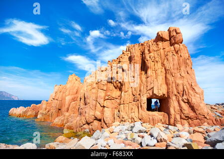 Sardinia Island - Arbatax, Red Rocks, porphyry rocks formation, Golfo di Orosei, Italy Stock Photo