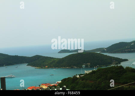 Charlotte Amalie port of call, view of the town and harbor, St Thomas island in the Caribbean US Virgin Islands Stock Photo