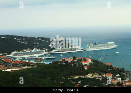 Cruise ships in the port of Charlotte Amalie, St Thomas, US Virgin Islands Stock Photo