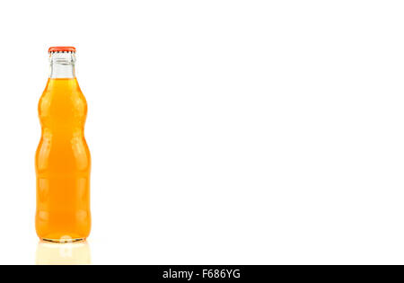 bottle of  Orange Fanta (coca cola) glass soda isolated on a white background Stock Photo