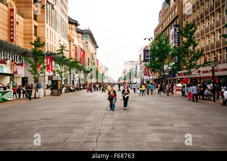 Bejing, China - Street view at Wangfujing pedestrian street in the daytime. Stock Photo