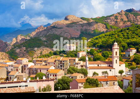 Piana Village, Les Calanches, Golfe de Porto, Corsica Island, France, UNESCO Stock Photo