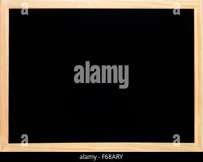 Rectangular wooden blackboard or chalkboard. Empty black writing surface ready for chalk text or drawing. Stock Photo