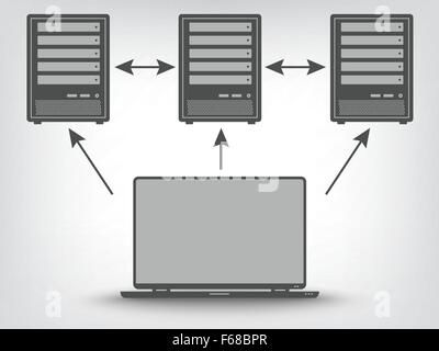 Icon of computer servers in a gray color as a concept Stock Vector
