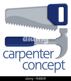 Hand saw and hammer tools icons concept Stock Photo