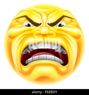 A cartoon angry emoji emoticon icon character Stock Photo