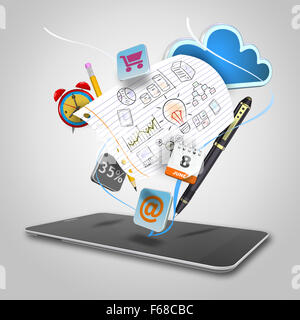 Smart phones and social media icons as concept Stock Photo