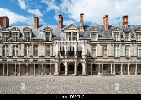 Fontainebleau, France - 16 August 2015 : Exterior view of the Fontainebleau Palace ( Chateau de Fontainebleau ). Stock Photo
