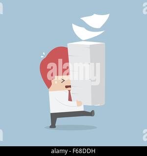 Businessman holding a lot of documents in his hands, VECTOR, EPS10 Stock Vector