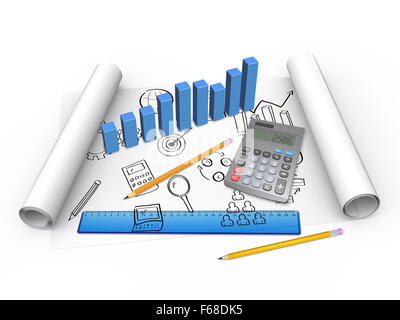 Business flow charts and graphs as concept Stock Photo