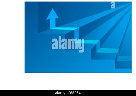 Stairs and arrow pointing forward Stock Vector