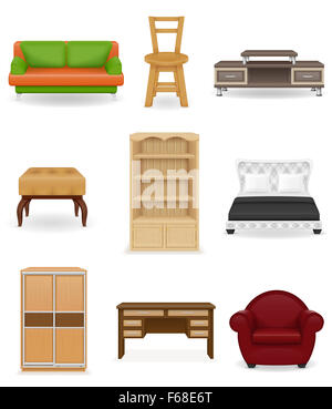 set icons furniture illustration isolated on white background Stock ...