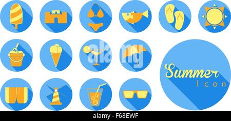 Set of summer vacation icon symbol Stock Vector