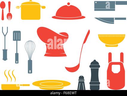 Kitchen equipment in colorful colorful color vector Stock Vector