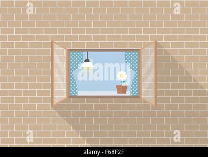 Window frame on brick background, VECTOR, EPS10 Stock Vector