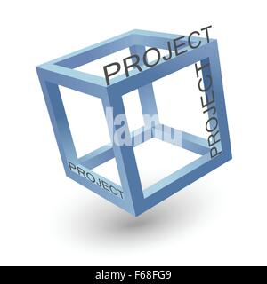 Single cube concept project on white background Stock Vector