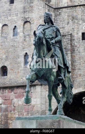 Equestrian statue of Ramon Berenguer III by Josep Llimona Stock Photo